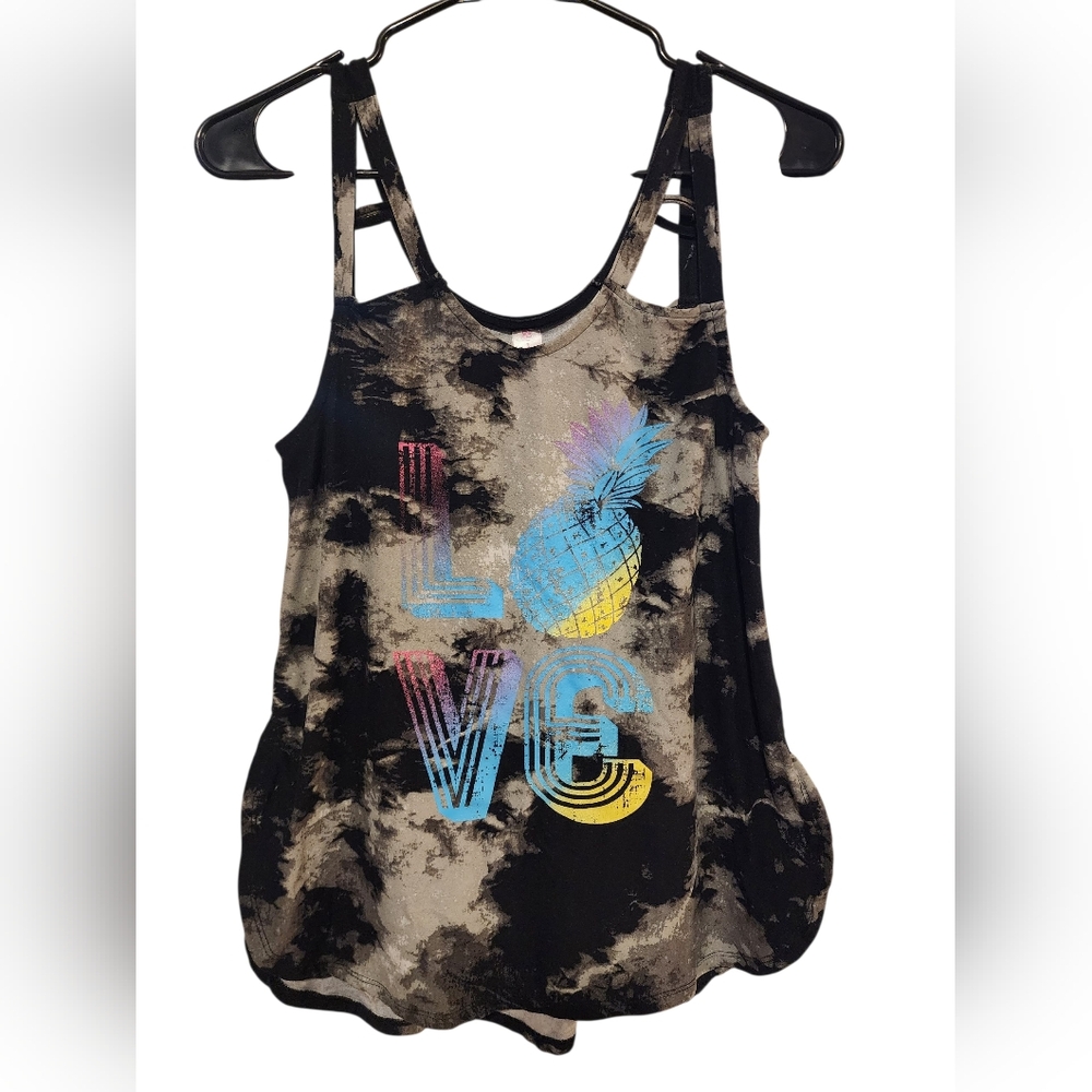 No Boundaries Black and Gray Graphic Tank Top